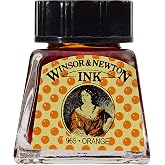 Winsor &amp; Newton Drawing Ink, 14ml Bottle, Orange | Fast-drying, transparent &amp; water-resistant; Outstanding Color Brilliance; Perfect for brush, dip pen, airbrush applications.