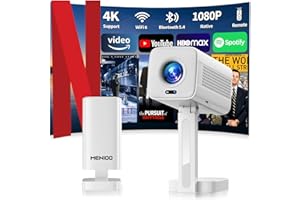 Mini Projector [Built-in Apps & 2026 Upgraded] Portable Projector Support 4K 1080P Auto Focus & Keystone Correction 90° Rotat