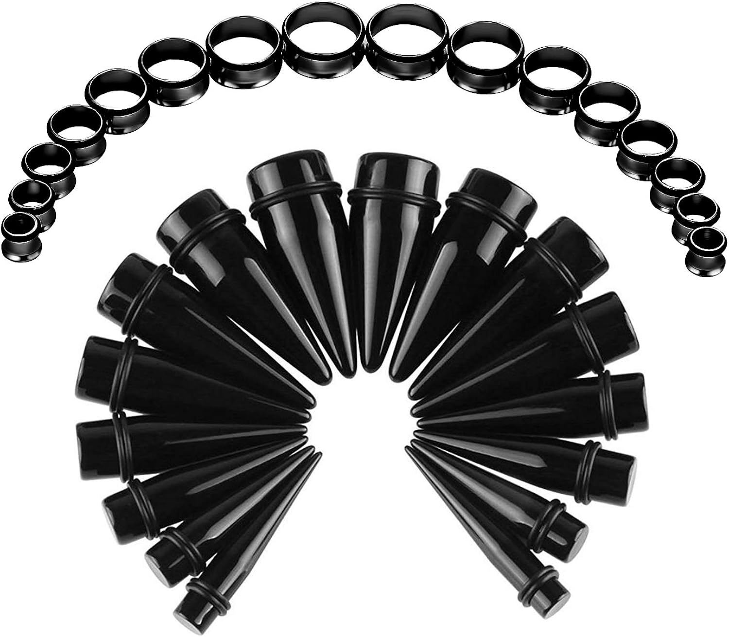 Kit 16 Paires Expandeurs Et Tunnels Pour Oreilles - Acier Chirurgical Et Acrylique Pour Stretching