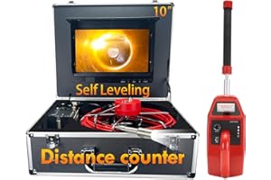 Gatebig Sewer Camera with Locator 100FT, 10" IPS Sewer Inspection Camera with Distance Counter, Self Leveling, IP68 Plumbing Snake with DVR,4500mAh Battery, 12 Lights,16GB Card for Pipe Inspection