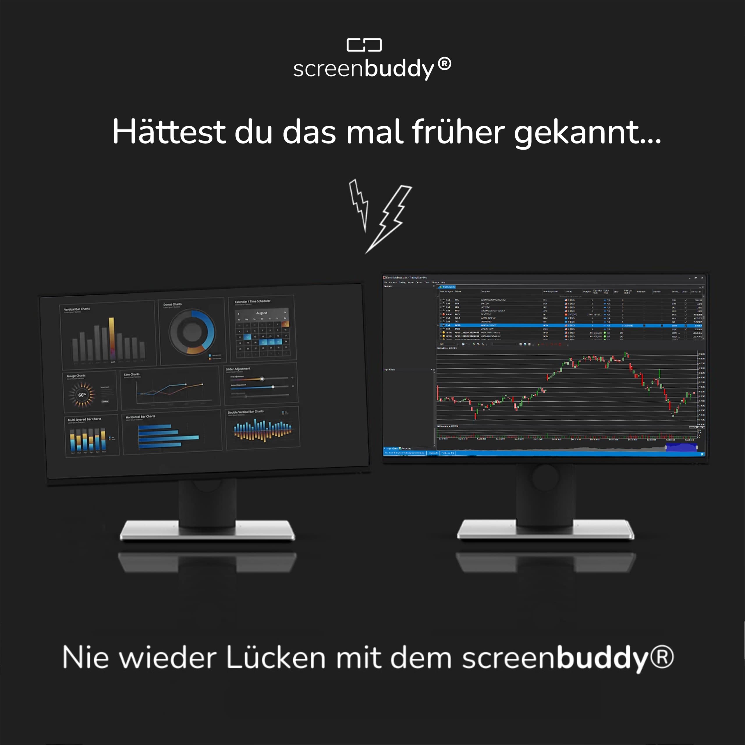 screenbuddy 2er Set magnetischer Verbinder für PC Bildschirme & Monitore - Computer Zubehör für Home-Office, Büro, Gaming & Streaming - Magnet Verbindung zum Monitor Zusammenhalten - Made in Germany 3