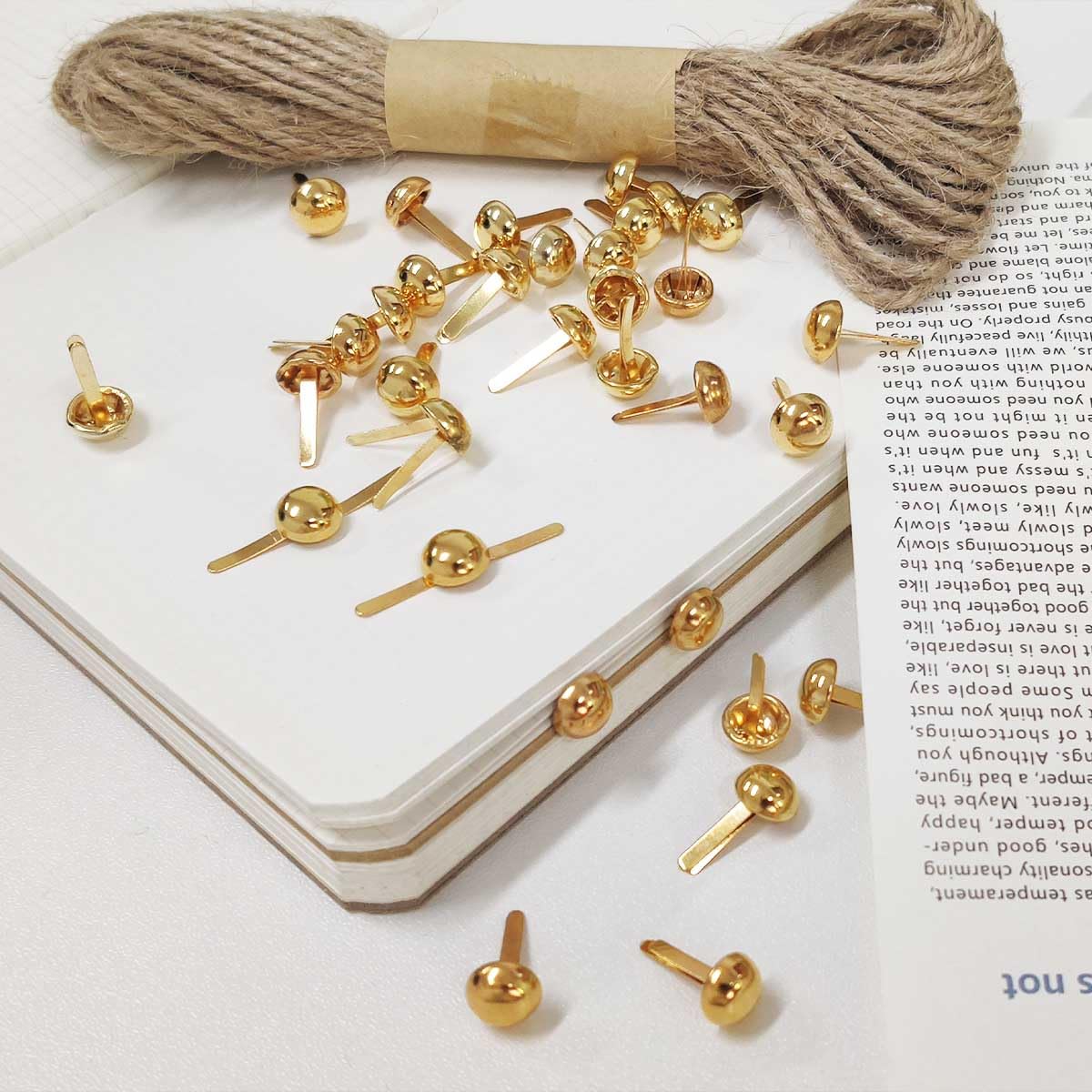 300 Pcs Brass Fasteners,brads for Paper Crafts,Brass Brads Round Fasteners,Paper Fasteners,Brass Brad Paper Fasteners,pins for Crafts DIY Handicraft School Project Supplies(0.32x0.6 Inch Gold)