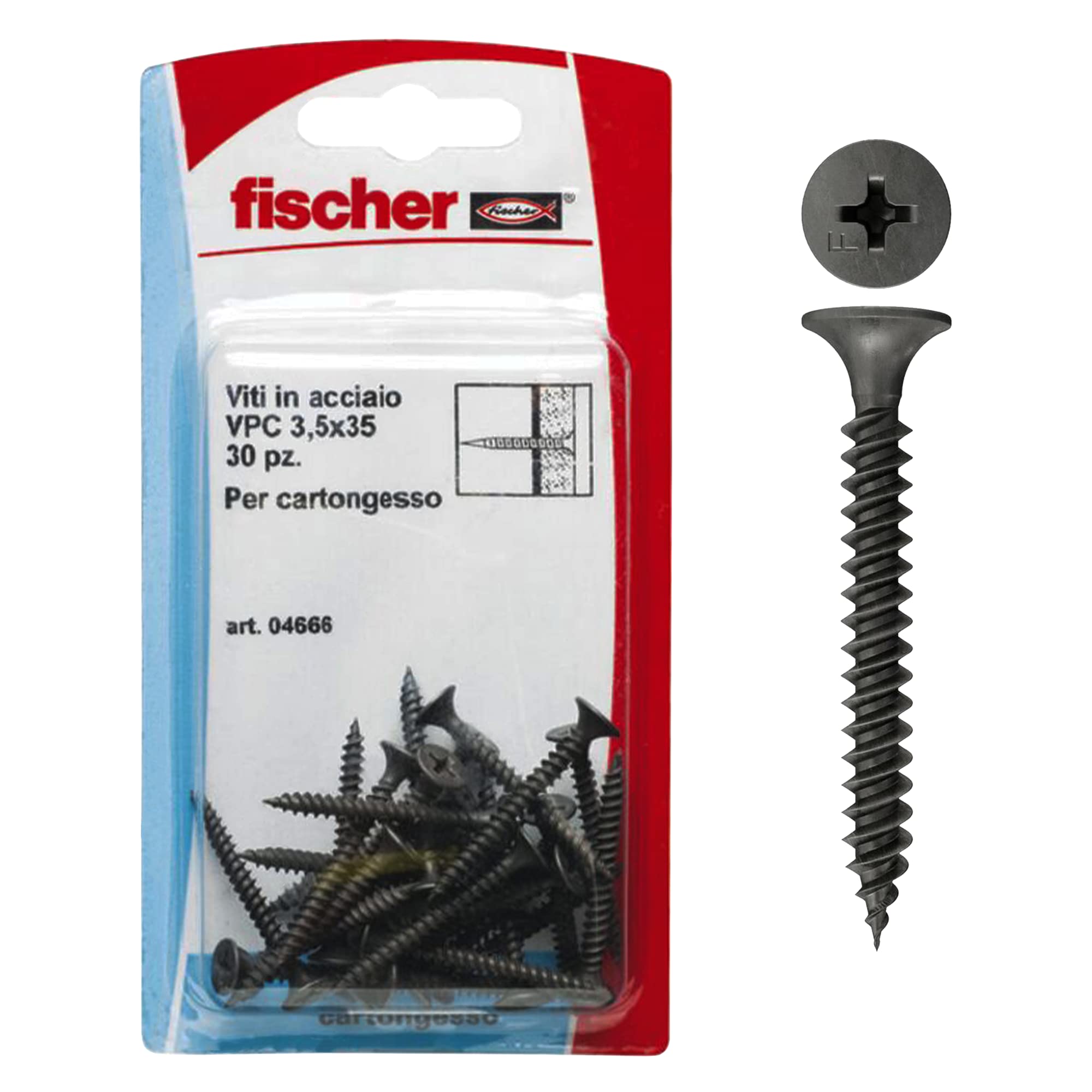 FISCHER Plasterboard Dry Wall Screws Stainless Steel Pack of 50 Vpc 3.5 X 35