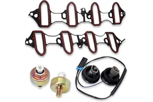 CHENHO Dual Knock Sensor Kit with Wiring Harness & Intake Manifold Gasket,for Chevy Silverado Avalanche Tahoe, GMC Sierra Yukon, Cadillac Hummer & More Models Replace 12601822 213-3521 89060413