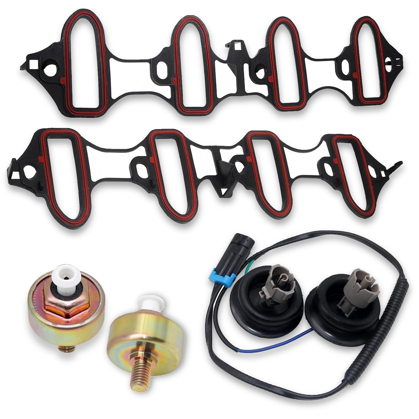 Photo 1 of Dual Knock Sensor Kit with Wiring Harness & Intake Manifold Gasket,for Chevy Silverado Avalanche Tahoe, GMC Sierra Yukon, Cadillac Hummer & More Models Replace 12601822 213-3521 89060413