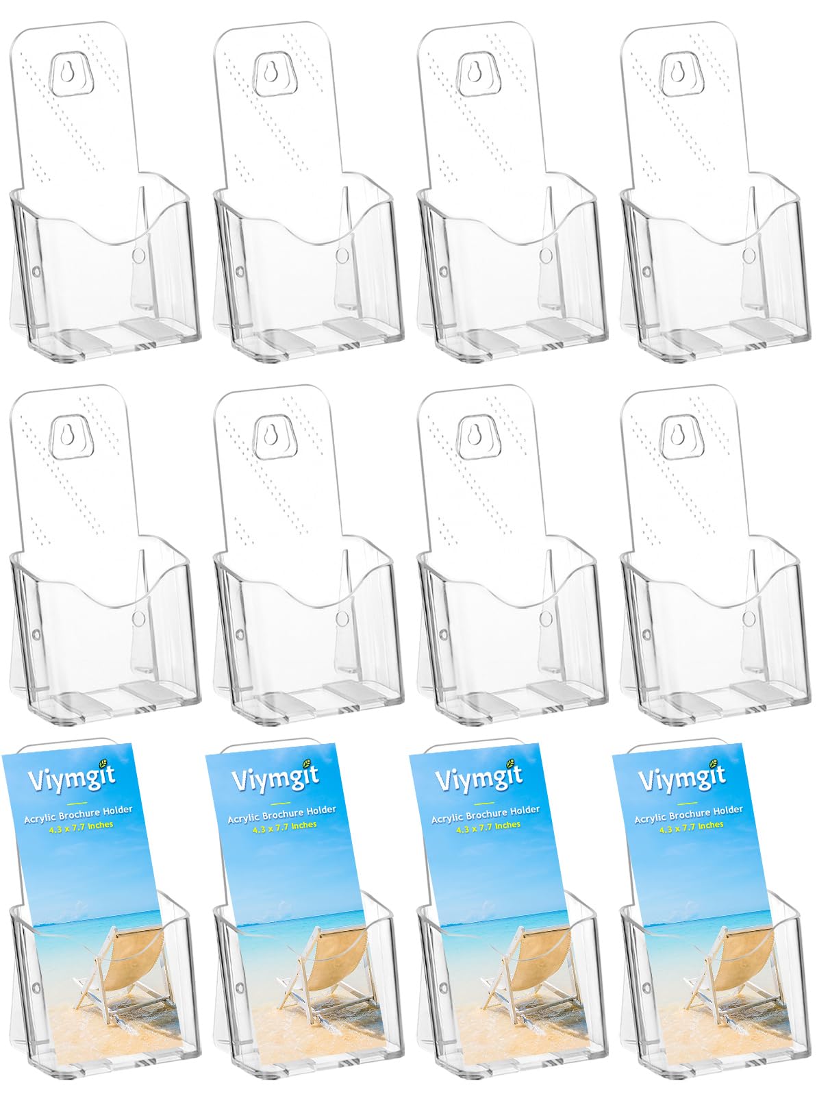 Photo 1 of Viymgit Brochure Holder Stand, 12 Pack 4 inches Acrylic Pamphlet Display Stand Wall Mount/Countertop, Clear Plastic Trifold Rack Card Holder for Organizer Flyer, Leaflets, Document, Literature