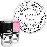 Round Notary Stamp for State of Georgia- Self Inking Stamp - Top Brand Unit with Bottom Locking Cover for Longer Lasting Stamp - 5 Year Warranty
