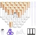 PrettyCare 24 Pack, 10 ml Essential Oil Roller Bottles with Stainless Steel Roller Ball - Refillable Leak-proof Empty Thick Clear Glass Roll on Bottles with Metal Caps for Travel, Perfume