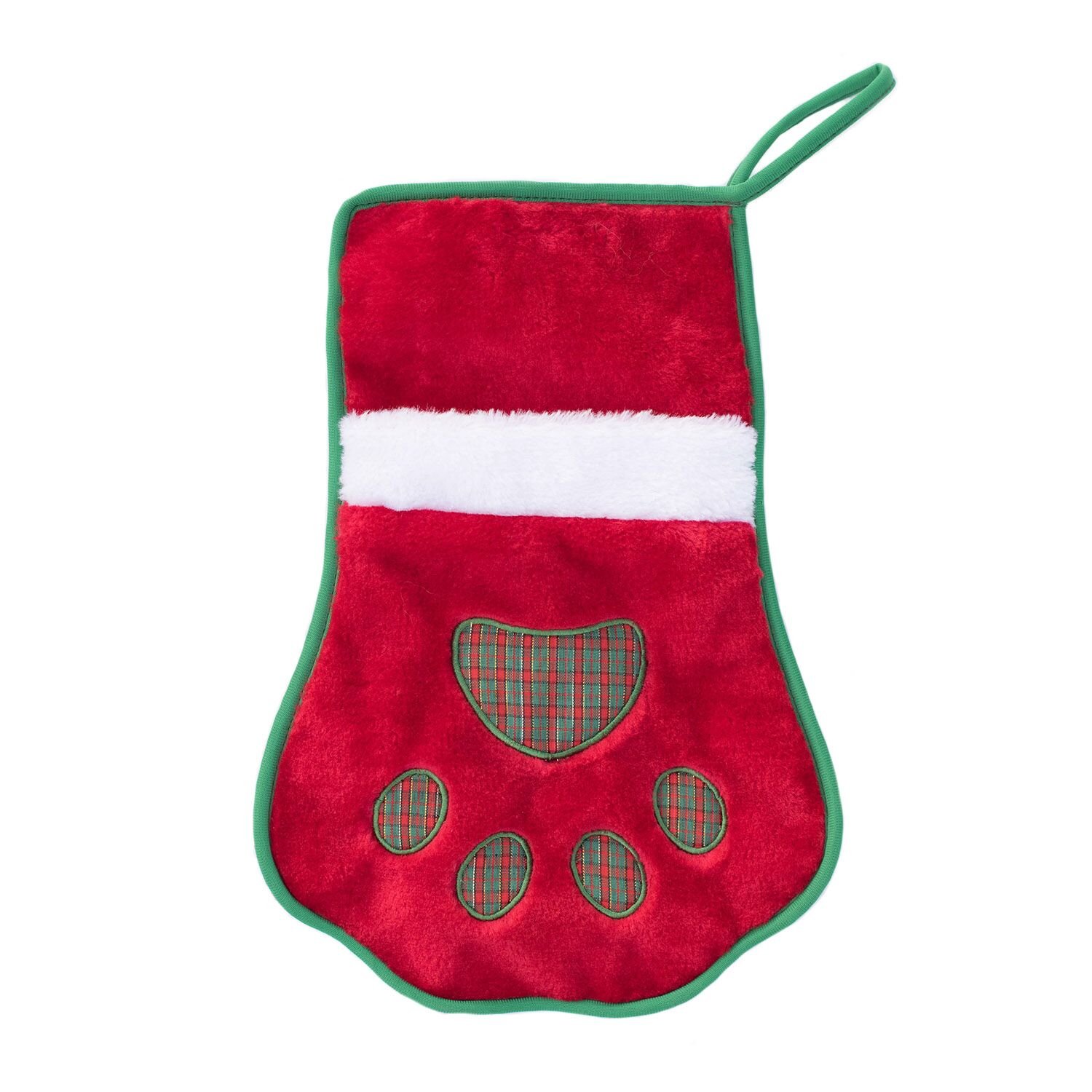 ZippyPaws - Holiday Stocking - Red Paw - Dog - Toy