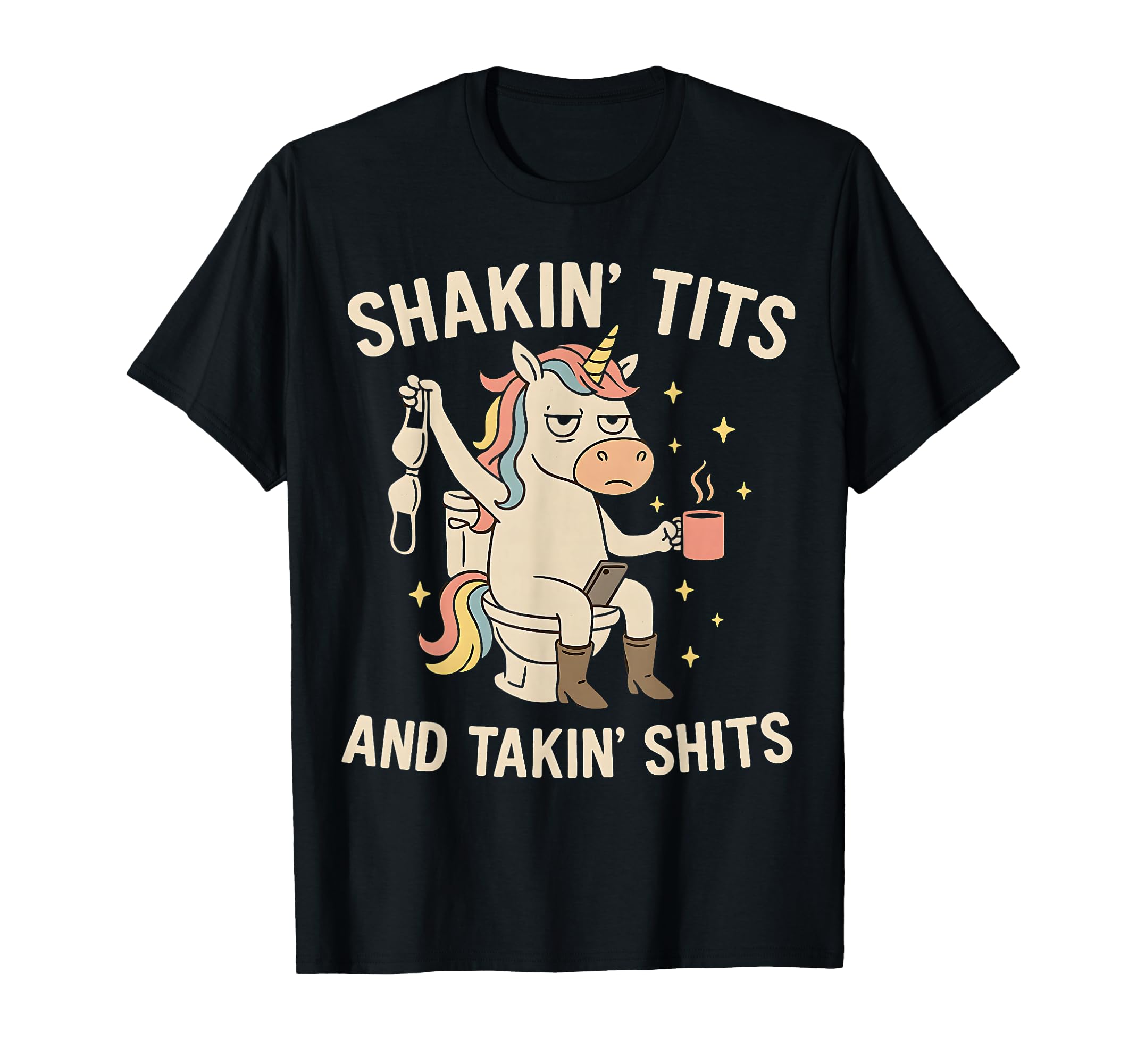 Photo 1 of Shakin' Tits and Takin Shits Funny Unicorn Dirty Adult Humor T-Shirt