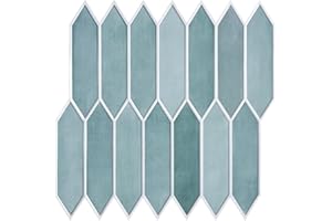 Commomy 10 Pcs Peel and Stick Tiles Backsplash-11.8"X11.8" Thin Vinyl PVC Ocean Color 3D Peel and Stick Wall Tiles Matte Hexagon Peel and Stick Backsplash for Kitchen,Living Room,RV,PVC Wall Panels