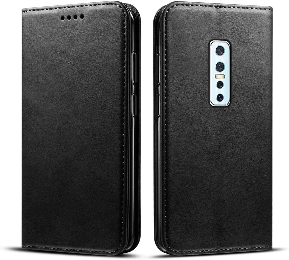 Compatible with vivo V17 Pro Case, [Pocket] PU Leather Wallet Shockproof Protective Bookstyle Case with Credit Cards Slot and Magnetic Closure Flip Case Black