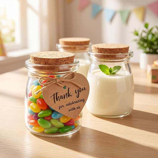 AIXIANG 30 SET 3.5 OZ GLASS JARS WITH CORK LID & AIRTIGHT SEAL – RUSTIC WEDDING FAVORS, BABY SHOWER GIFTS, CANDY & SPICE STORAGE – INCLUDES TWINE, LABELS (MULTI-PURPOSE, ECO-FRIENDLY)