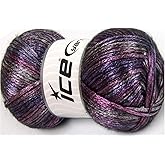 Glam Universe Pink, Black, Purple Variegated Metallic Sheen Fuzzy Nylon Wool Blend Yarn, 100 Grams, 250 Yards