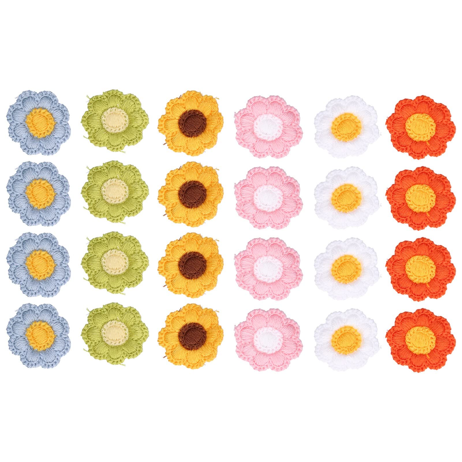 Pssopp 24Pcs Dog Hair Bows Flower Shaped Dog Grooming Bow Soft Polyster Topknot with Rubber Band for Pets