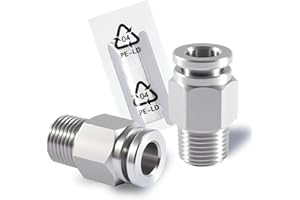 MSAEIQUN Stainless Steel 1/4 Air hose fittings, Push to Connect Air fittings Male Straight 1/4 Inch Tube OD x 1/8 NPT Thread Fitting (Pack of 2)