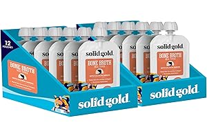Solid Gold Bone Broth Cat Food Topper - Limited Ingredient Lickable Cat Broth Pouches w/Salmon Protein Shreds & Collagen for Hydration & Gut Support - Easy to Serve Gravy for Cats Meal Topper - 12ct