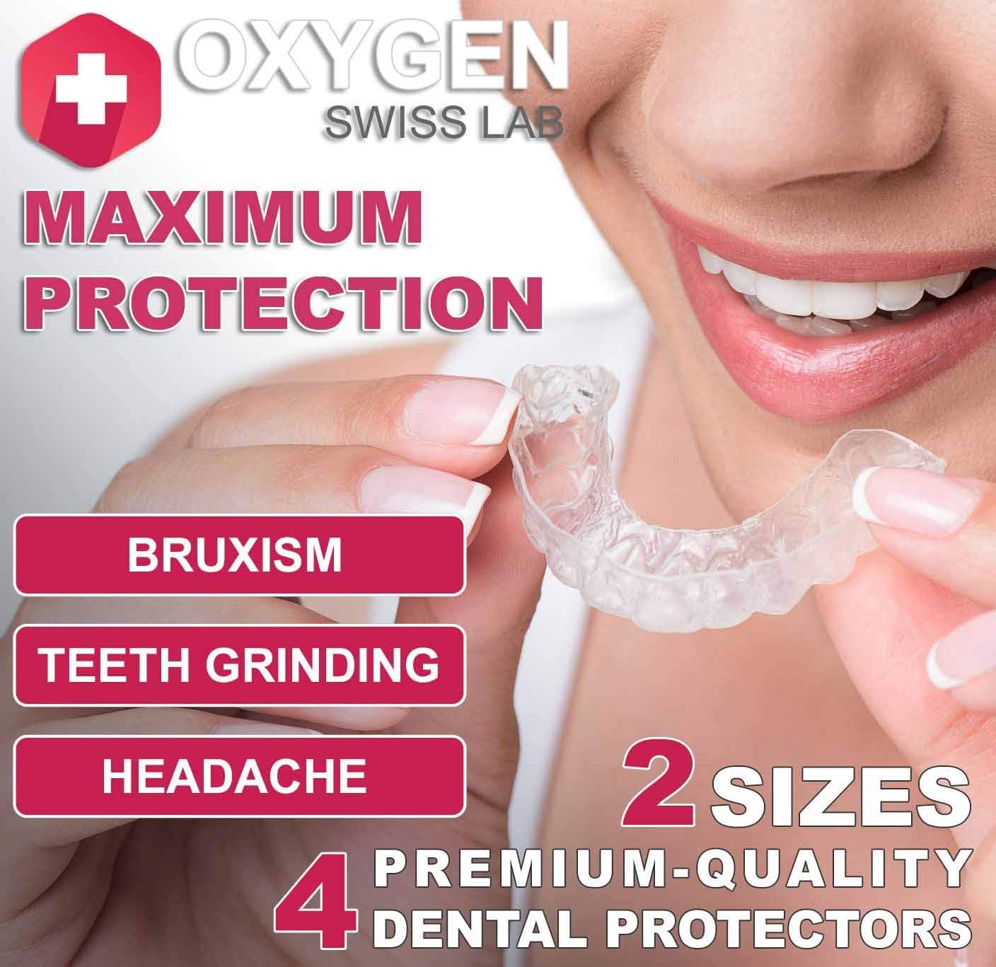 Swiss Lab Pro Moldable Dental Guard for Teeth Grinding, Clenching, Bruxism, TMJ, Athletes, 4 Medical Silicone Mouth Night Guards, Anti-Bacterial Case: Health & Personal Care