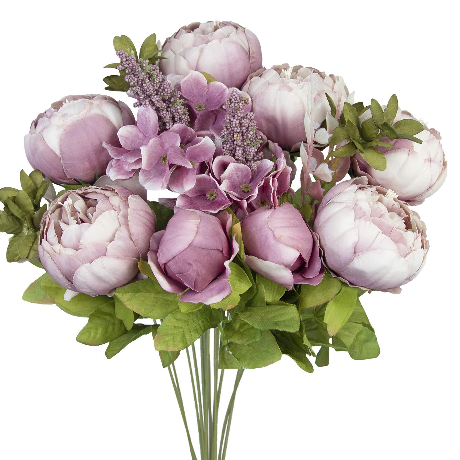 HUAHUASHIJIE Vintage Artificial Peonies Silk Peony Flowers Bouquet for Wedding Bridal Home Décor – Beautiful Floral Centerpiece Arrangement Decoration with 1 Bouquets (Puce Purple)