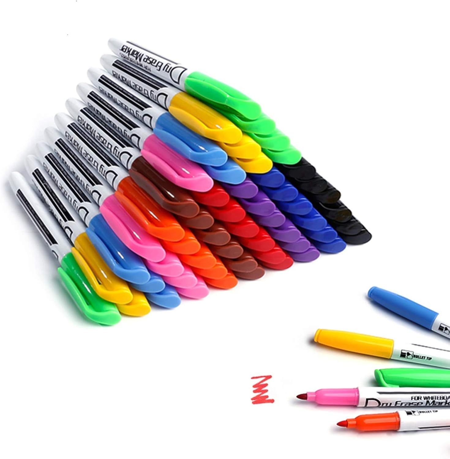 Volcanics Whiteboard Pens White Board Markers Dry Wipe Pens for Whiteboard No toxic Fine tip Thin Box Pack of 60,10 colors