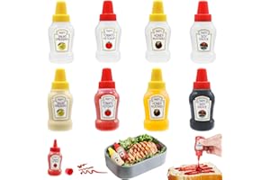 Niurewan 8 Pcs Mini Ketchup Bottles,25ml Condiment Squeeze Bottle,Plastic Portable Containers Bottle for Adults,Office,Lunchbox,Picnic,Oil,Soy Sauce,Honey,Salad Dressing