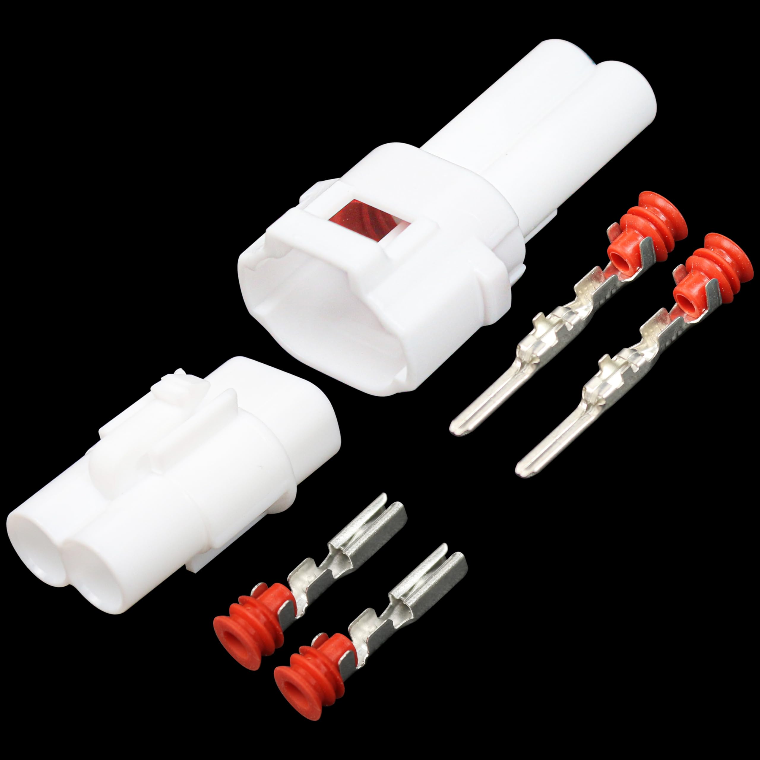 Photo 1 of 2 Pin Connector Compatible with Sumitomo MT090, Waterproof Male Female Fog Lamp Electrical Quick Wire Plug Kit Set for Auto Motorcycle, Replaces 6187-2171, 6180-2181, DJ7021-2-11/21, White Color
