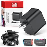 Switch 2 Charger - 60W AC Adapter for Nintendo 2 (2025)/Nintendo1, 5FT Charging Cable, Support 4K TV Dock Mode, Power Supply 20V/3A Fast Cord 3DS & 2DS Games Collection for Nintendo - Original Quality