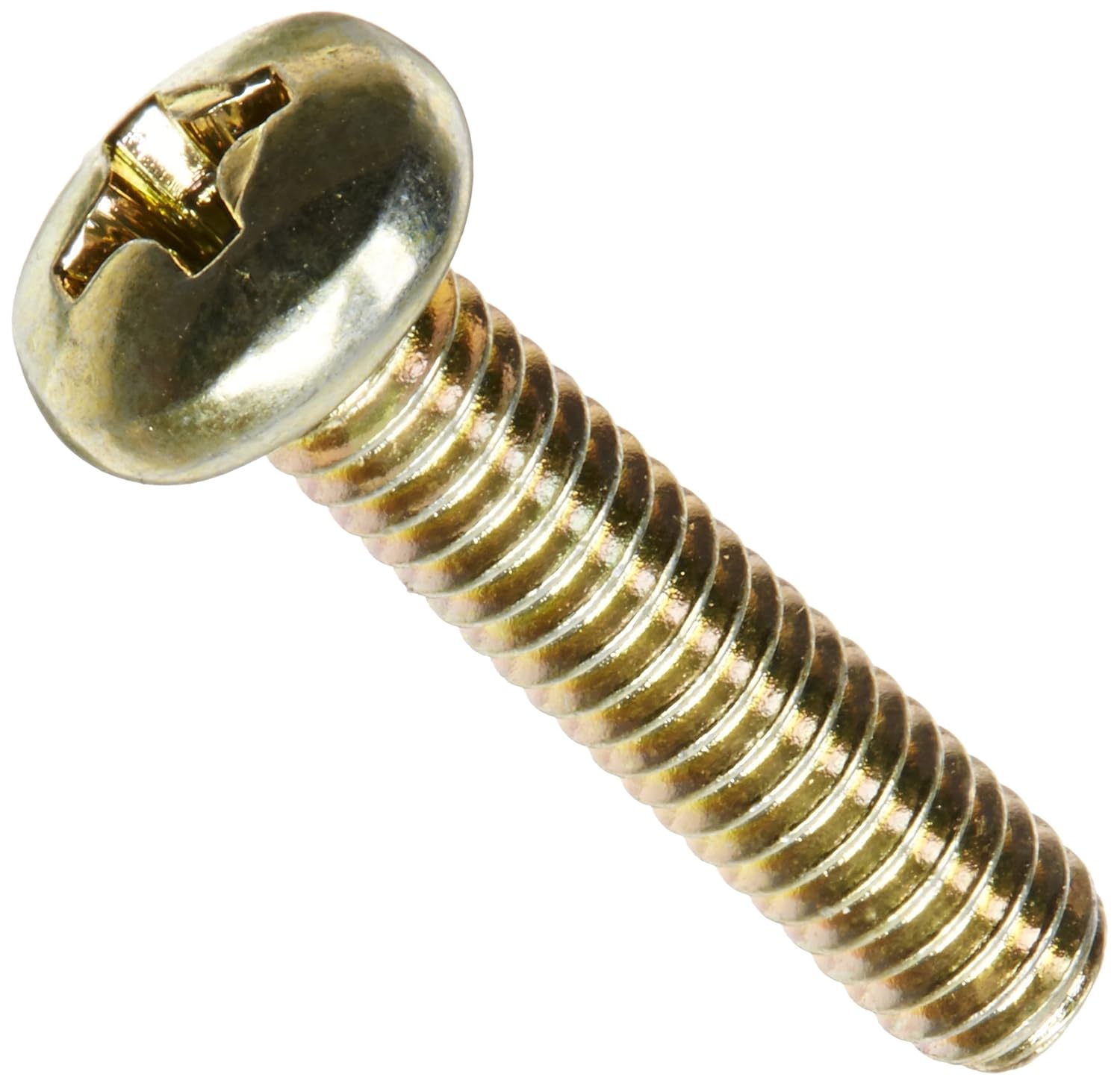 Steel Pan Head Machine Screw, Yellow Zinc Plated, Meets ASME B18.6.3
