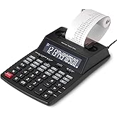 Amazon Basics Printing Calculator with 12-Digit LCD Display, Adding Machine with Thermal Print Out for Business &amp; Tax, Desktop, Black
