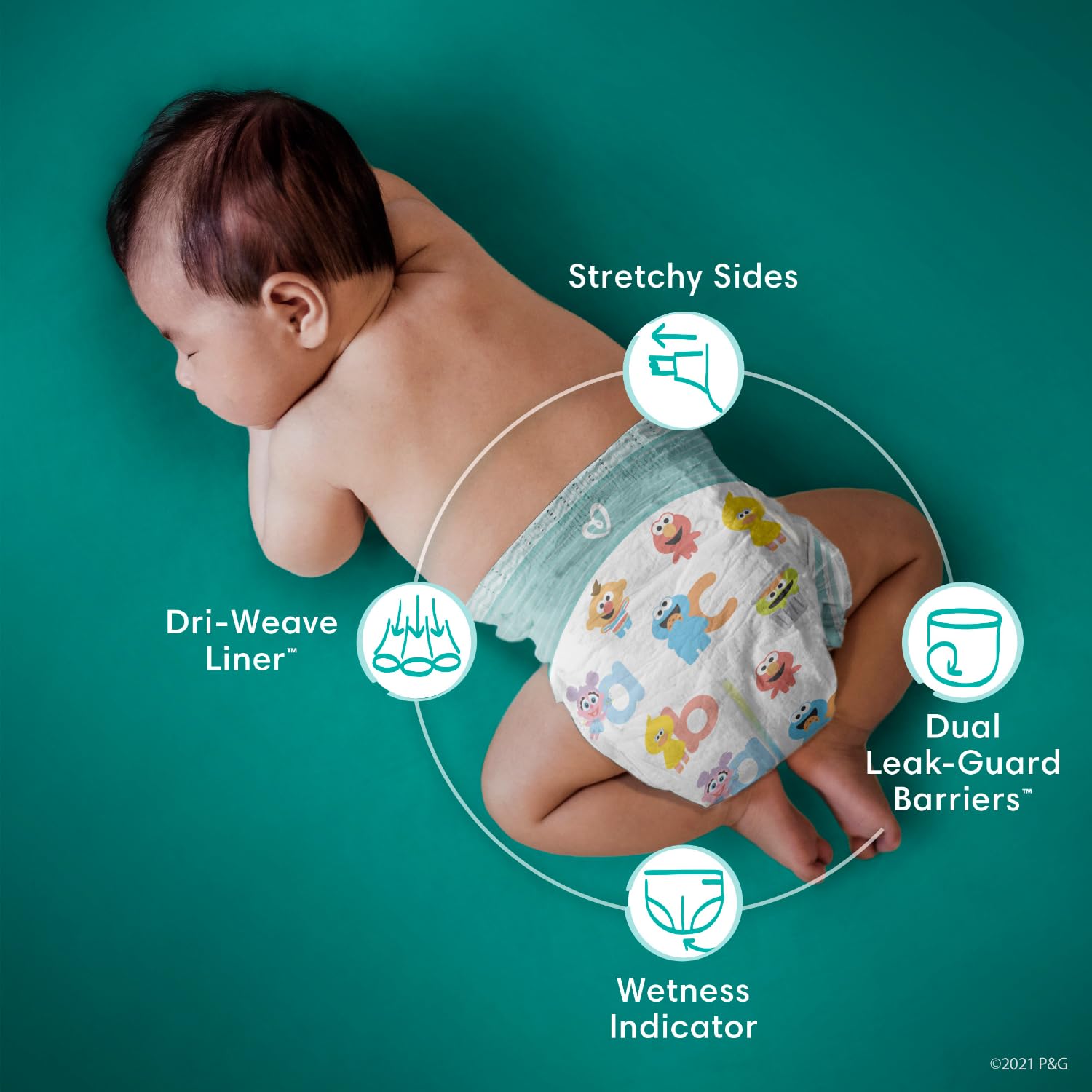 Pampers Baby Dry Disposable Baby Diapers Size 7, 2 Month Supply (2 x 108 Count) with Sensitive Water Based Baby Wipes 12X Multi Pack Pop-Top and Refill (1008 Count)