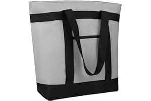 CIVJET Insulated Reusable Tote Bag for Grocery Shopping for Women/Men, Pizza/Food Delivery Bag to Keep Food Cold/Hot for Uber Eats/Doordash/Grubub, Cooler Bags for Travel/Beach/Picnic, Cooler Bag,Grey