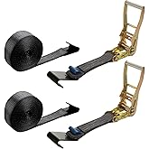 2 Pack 2 Inch Ratchet Straps Heavy Duty 20ft Tie Down Straps Ratchet Flat Hook, 10000 LBS Break Strength, Cargo Ratchet Strap for Moving, Truck, Trailers, Motorcycles, Kayaks, Car Roof