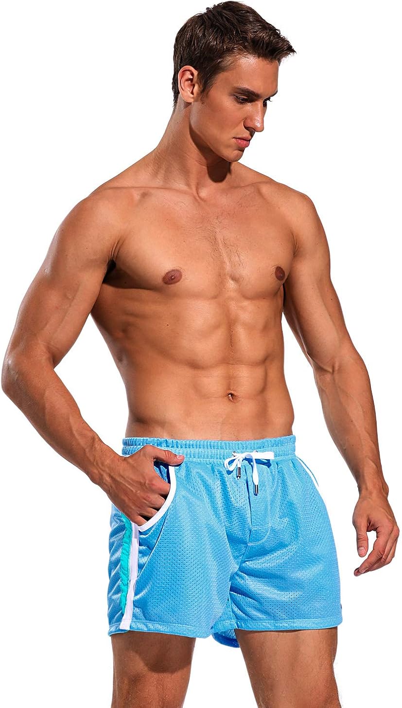 SILKWORLD Men's Mesh Athletic Running Shorts with Pockets: Clothing
