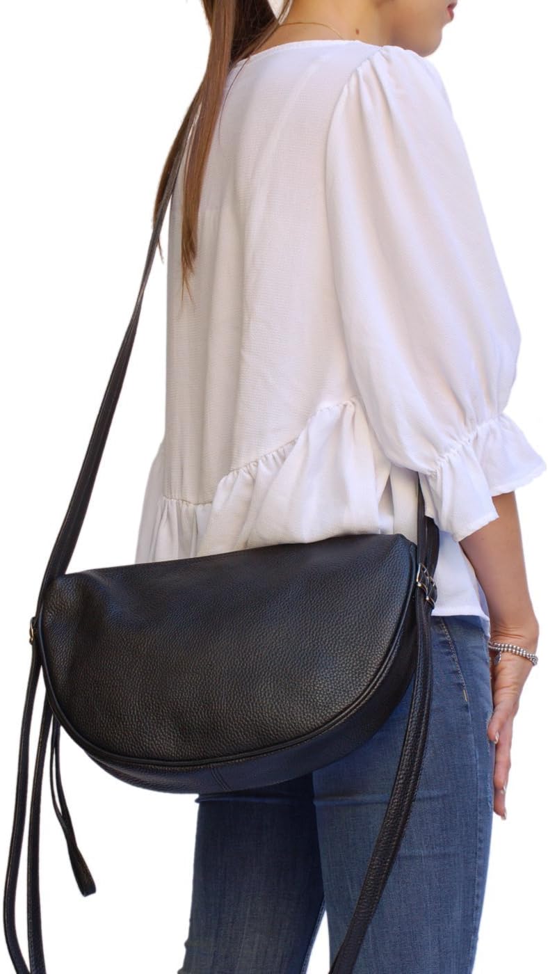 Black crossbody purse bag for women Italian Leather Handmade