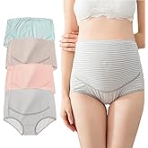 AUTUCAU Maternity Cotton Underwear High Waist Adjustable Pregnancy Seamless Soft Hipster Panties Over Bump 4-Pack