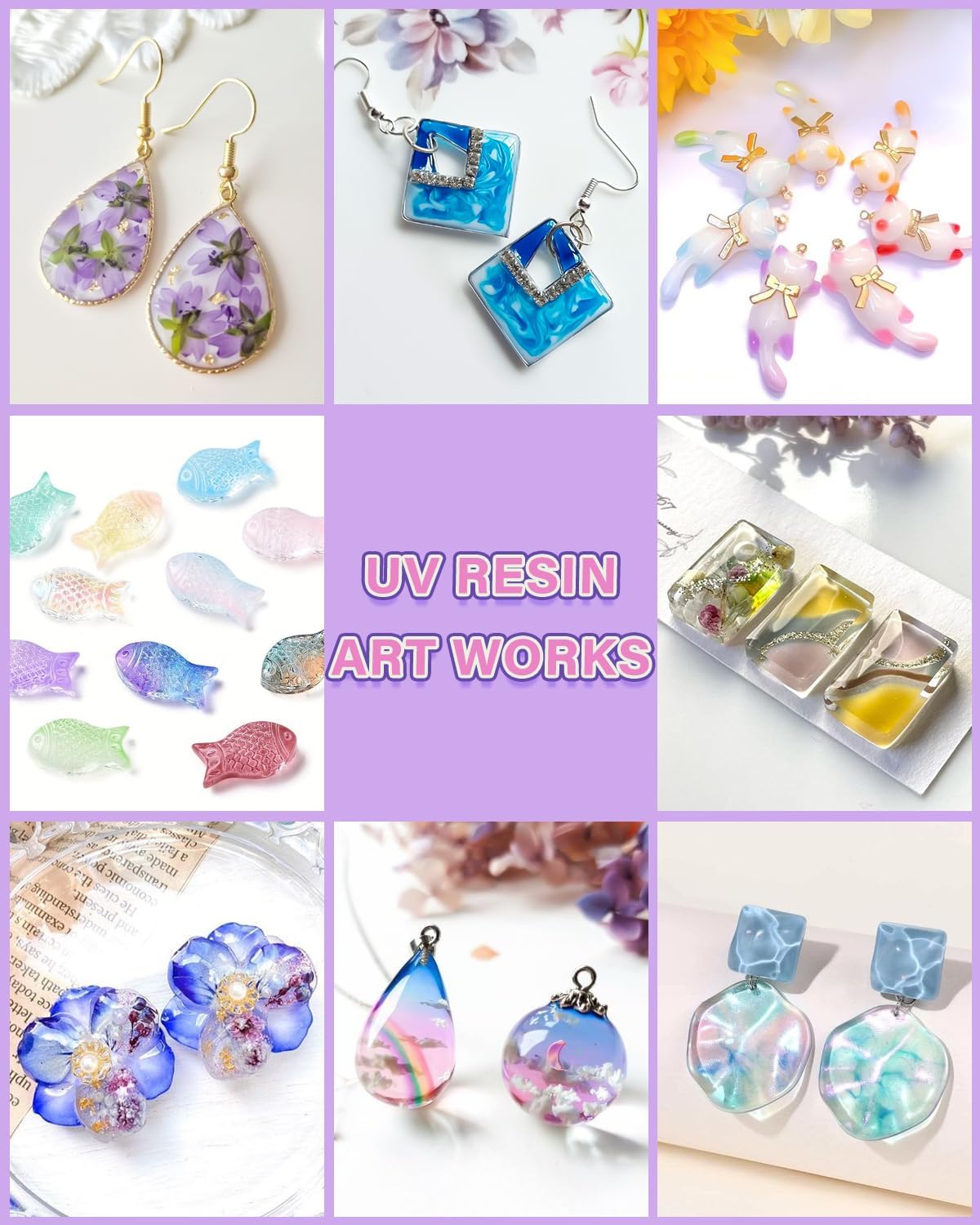 2000g UV Resin, UV Resin Clear - Fast Curing, Crystal Clear, Odourless, Low Viscosity & Hard Type, UV Resin Kit for DIY Jewelry Making, Casting, and Coating Crafts