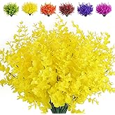 RECUTMS Artificial Flowers, Fake Outdoor UV Resistant Plants Faux Plastic Greenery Shrubs Indoor Outside Hanging Planter Home Kitchen Office Wedding, Garden Decor(Pure Yellow Eucalyptus)