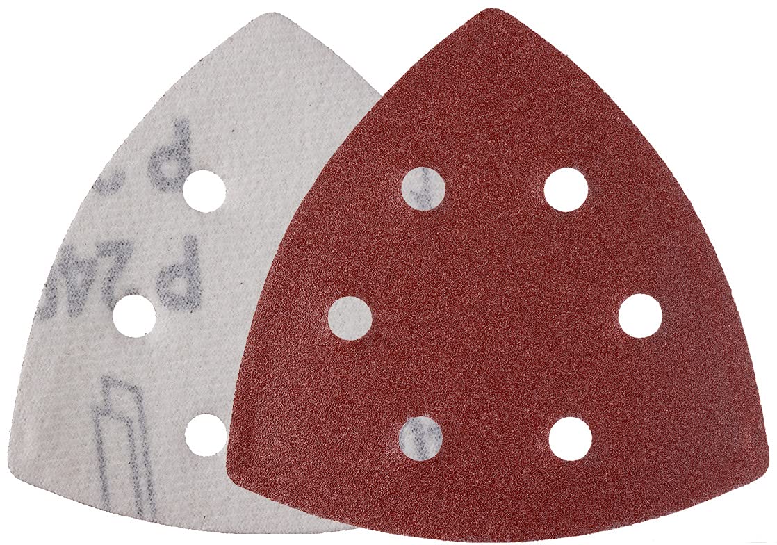 YoiYee 240 Grit Delta Sanding Sheet, Hook and Loop Triangle Sandpaper Pad, Sand Paper Disk, 6 Holes, 93 x 93 x 93mm, 20 Pack — image 1