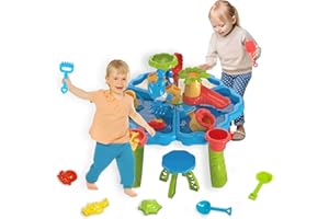 Cherubfunz Water Table Toys, DIY Summer Sand Water Toy Accessory with Animal Molds/Chair, Toddler Water Table for Outside Outdoor Backyard for Boys Girls Kids Ages 1-3 3-5