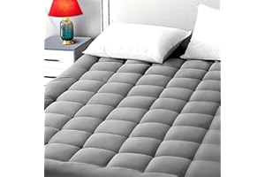EASELAND Queen Size Mattress Pad Pillow Top Mattress Cover Quilted Fitted Mattress Protector 8-21" Deep Pocket Cooling Mattress Topper (60x80 Inches, Light Grey)