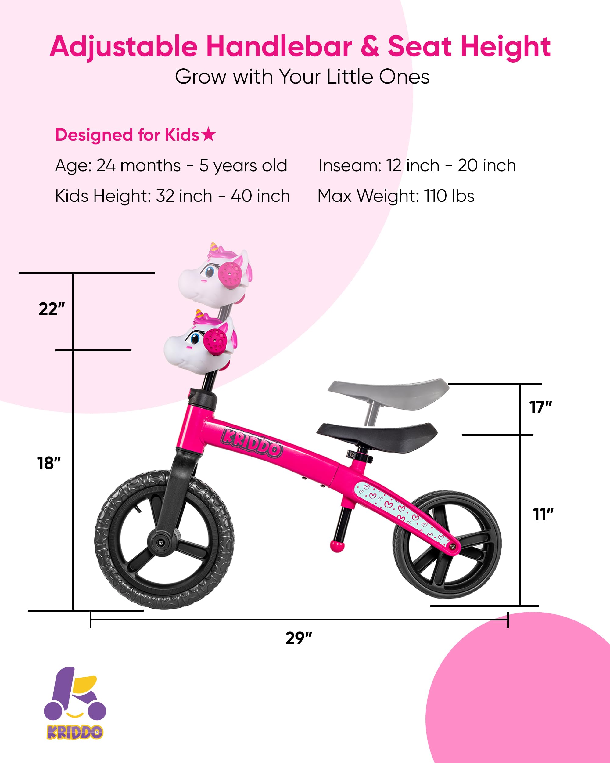 KRIDDO New Toddler Balance Bike 2 Year Old, Age 24 Months to 5 Years Old, Modern Flame Style, Early Learning Interactive Push Bicycle, Gift Bike for 2-5 Boys Girls