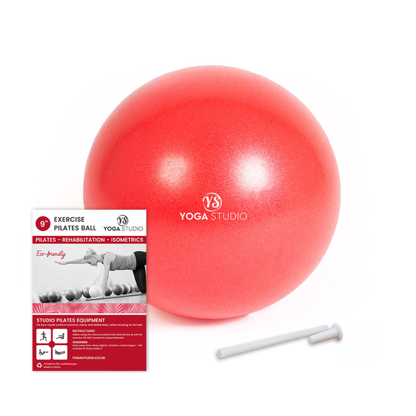 Yoga Studio Exercise Fitness Stability Gym Yoga Pilates Balls (9" Inch Red)