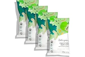 Little Spoon Kale Apple Meltable Baby Puffs, Organic Corn Quinoa Sorghum, No Rice, No Added Sugar Snacks, Encourages Self-Feeding, 1 Oz Bag, 4 Pack