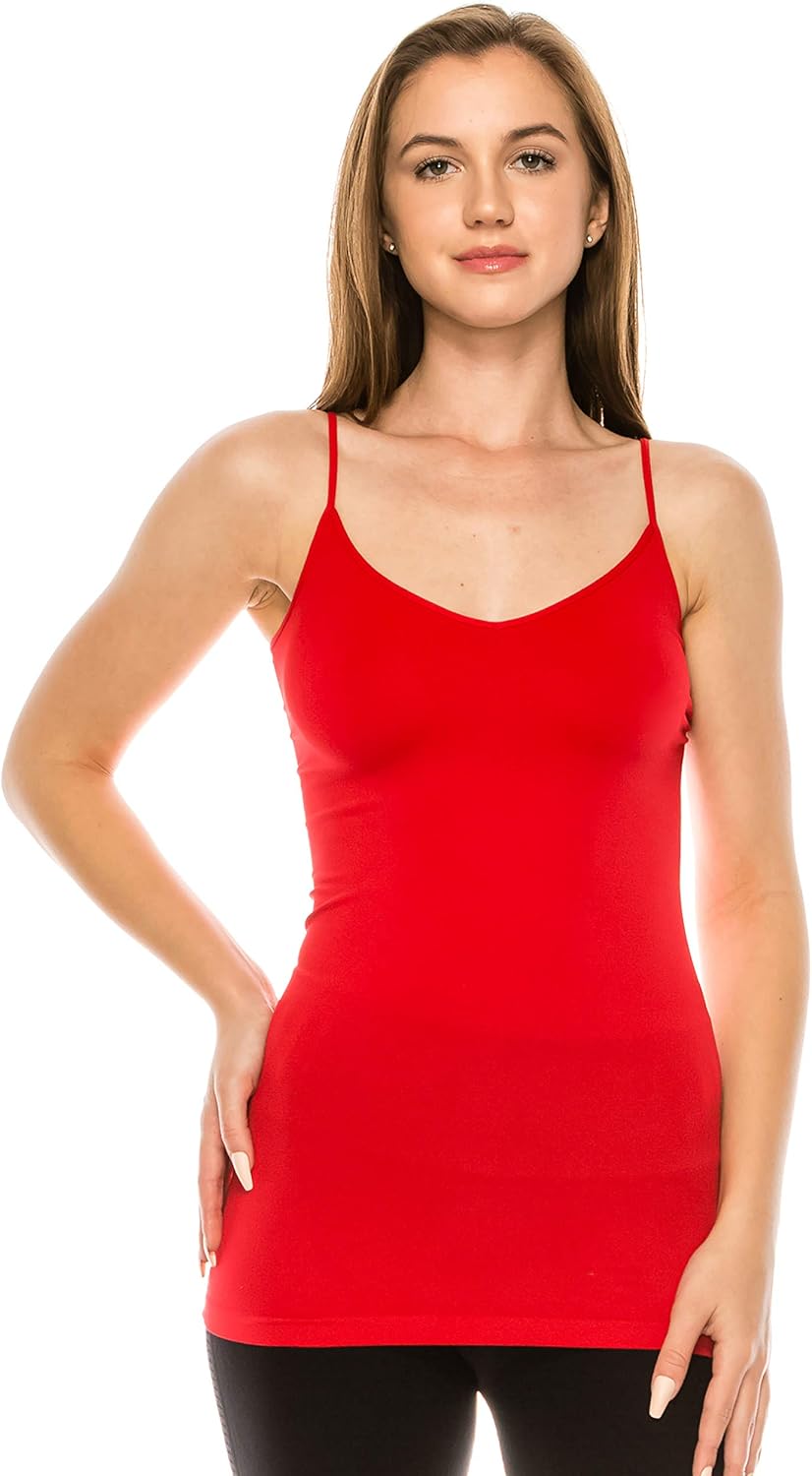 Kurve Women’s VNeck Camisole Tank Basic Seamless Stretch Spaghetti
