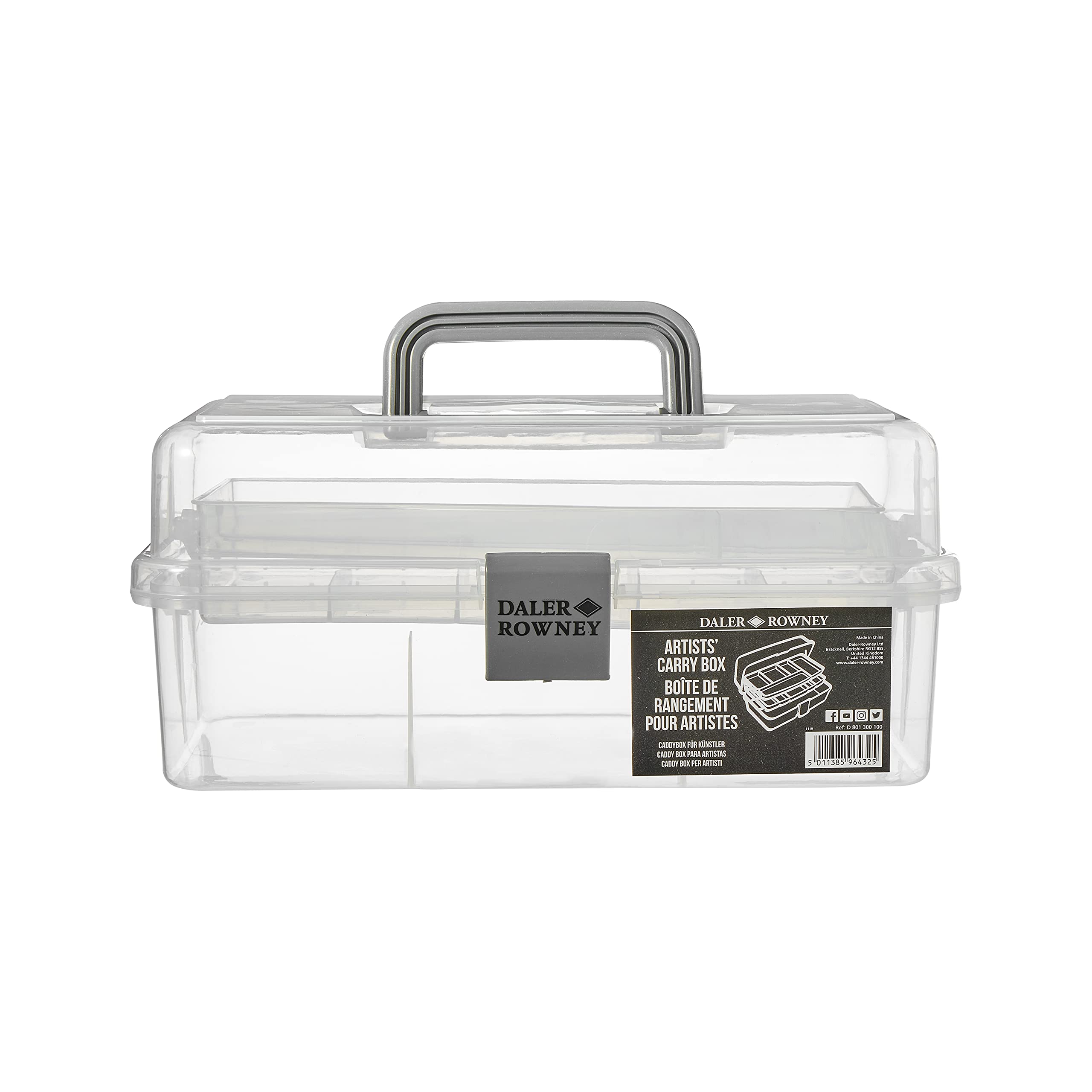 Daler-Rowney Artists' White Caddy Carry Storage Box for Art Supplies, 33 x 20 x 15cm, Ideal for Professional Artists & Students