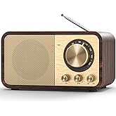 Tendak FM Radio with Best Reception, Portable Transistor Radio with 5W Speaker, Rechargeable Vintage Radios for Home Outdoor, Support TF Card Play, USB MP3 Player, AUX, Bass Mode