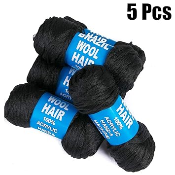 Amazon Com 5 Packs Brazilian Yarn Wool Hair Arylic Yarn For Hair