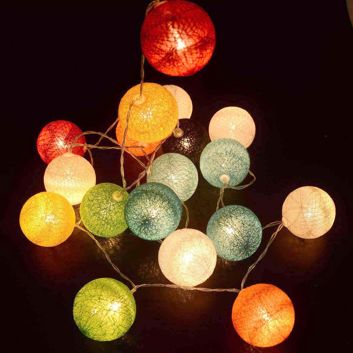 Fonctionne Avec Des Piles Guirlande Lumineuse De 3 M Avec 30 Boules A Led En Coton Colore Ideale Pour Noel Ou Un Mariage Blanc Chaud Luminaires Interieur Ameublement Et Decoration