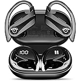 Mosyxe Earbuds Wireless Earbuds 120H Playback Bluetooth 5.4 Headphones IPX7 Waterproof Stereo Bass Over-Ear Headphones with Earhooks Microphone LED Battery Display for Sports Running Workouts