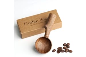 YANISM Walnut Coffee Scoop,Wooden Coffee Bean Measuring Spoon,5g Capacity,Natural Wood Coffee Scoop for Tea,Sugar & Powder,Rustic Kitchen Gift for Coffee Lovers